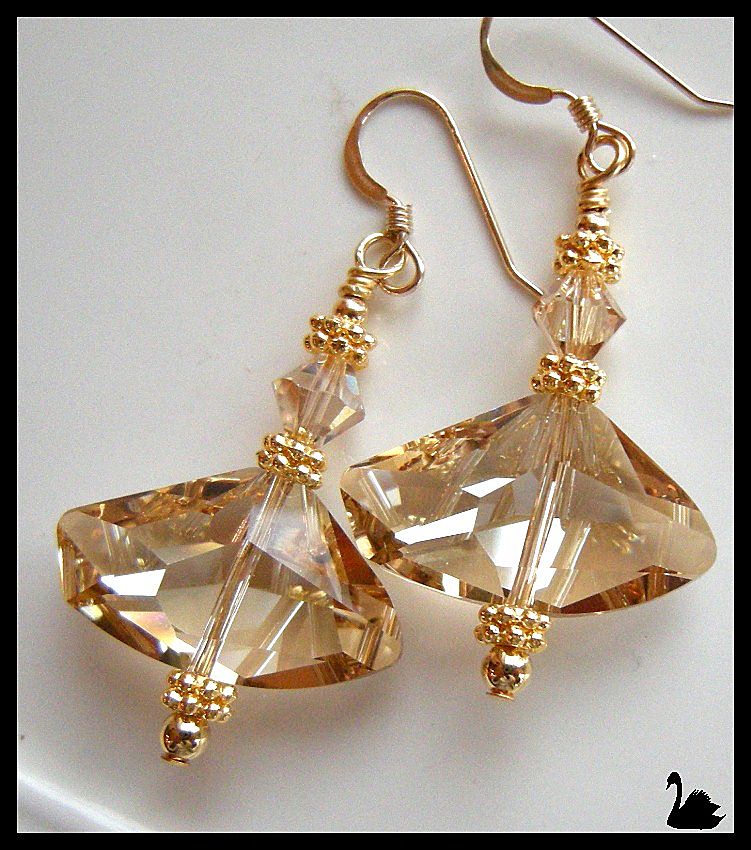 Swarovski Crystal Galactic Cut Golden Shadow Earrings Swarovski Crystal Galactic Cut Golden Shadow Earrings