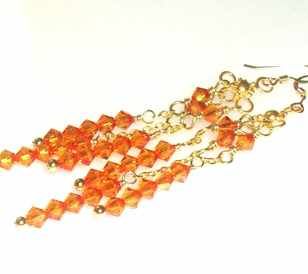 Chandelier Earrings - Bali Gold Vermeil and Astral Pink Swarovski Crystals Chandelier Earrings - Bali Gold Vermeil and Astral Pink Swarovski Crystals