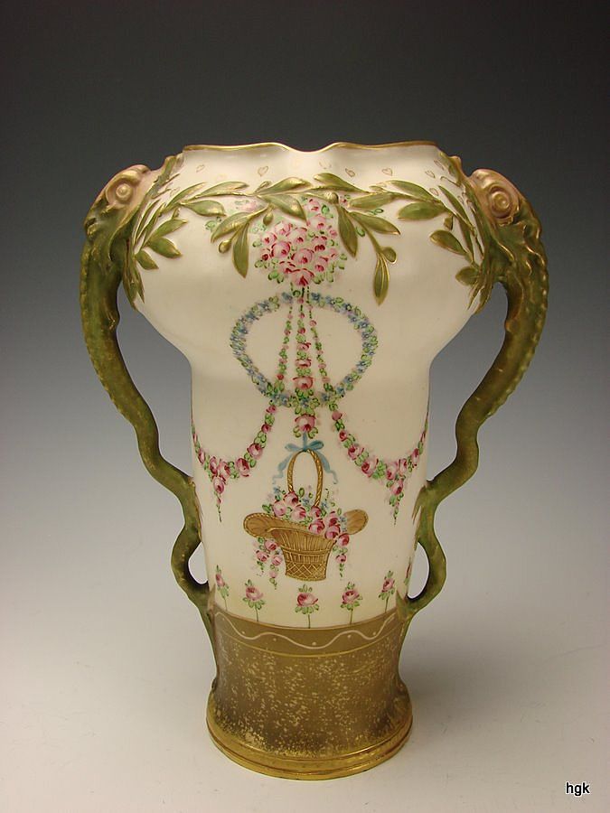 Antique Jugendstil RSTK Turn Teplitz Amphora Snakes Vase Antique Jugendstil RSTK Turn Teplitz Amphora Snakes Vase