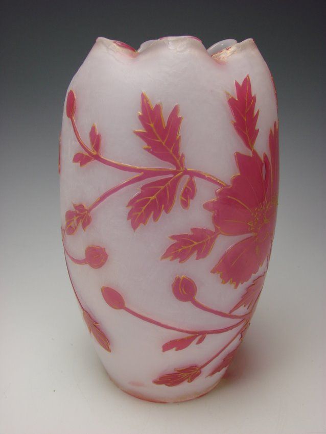 Art Nouveau French Legras/Mont Joye Cameo Gilt Glass Vase c1900 Art Nouveau French Legras/Mont Joye Cameo Gilt Glass Vase c1900