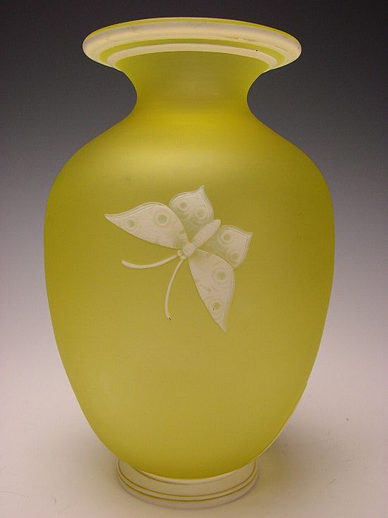 Antique Webb Citrine Engraved Cameo Glass Vase c1880 Antique Webb Citrine Engraved Cameo Glass Vase c1880