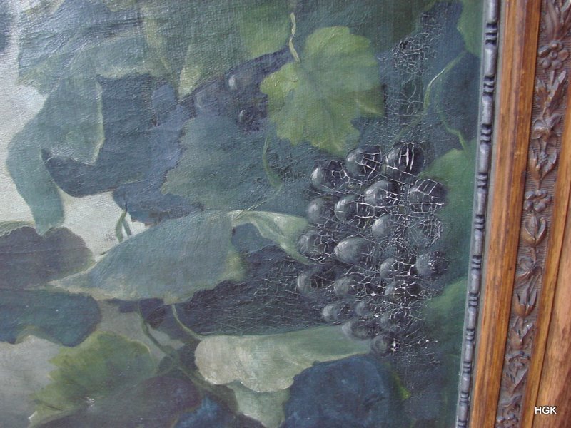 Great Art Nouveau Oil Painting Grapes and Leaves Panel Great Art Nouveau Oil Painting Grapes and Leaves Panel