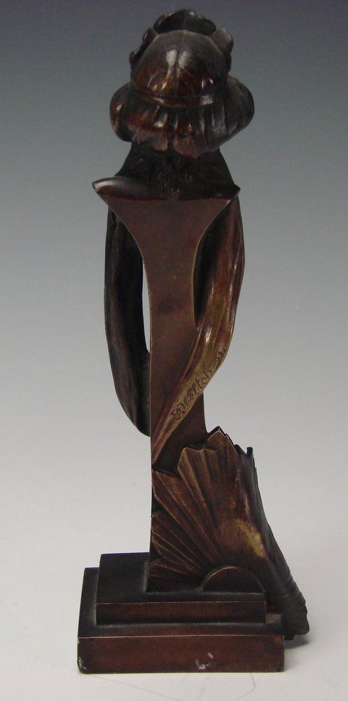 Art Nouveau Jugendstil German/Austrian Bronze Sculpture Figure Signed P. Weltchen Art Nouveau Jugendstil German/Austrian Bronze Sculpture Figure Signed P. Weltchen