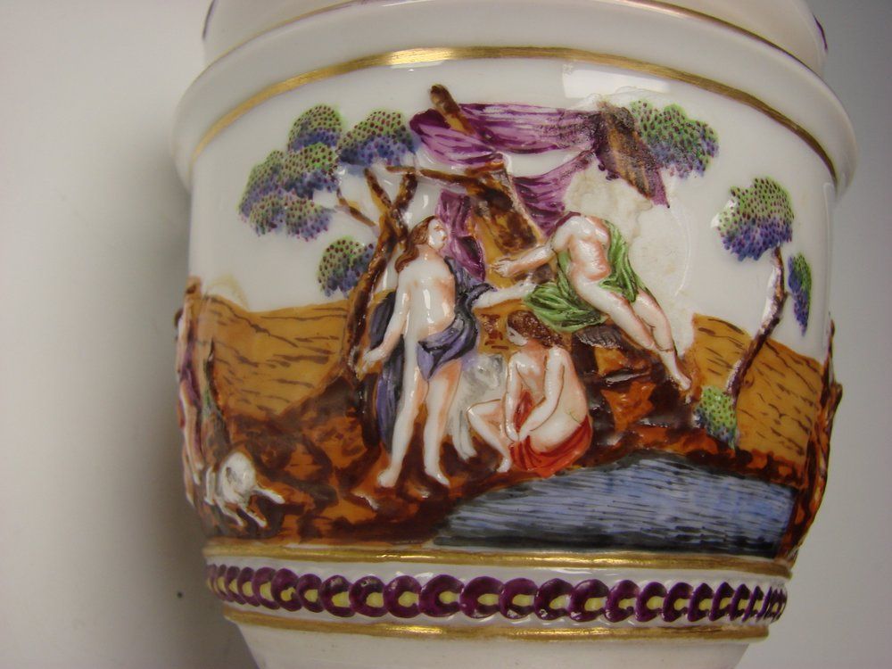 Antique Ginori Figural Porcelain Pitcher Ewer Vase Antique Ginori Figural Porcelain Pitcher Ewer Vase
