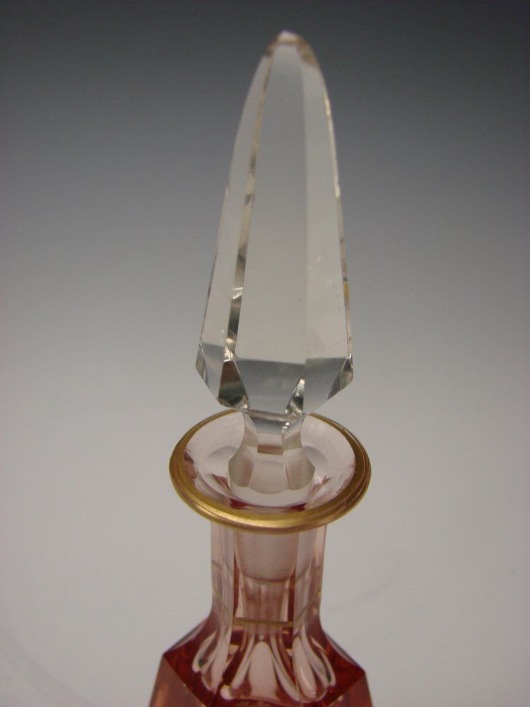 Antique French Pink Crystal Cut Glass Enameled Perfume c1900 Antique French Pink Crystal Cut Glass Enameled Perfume c1900