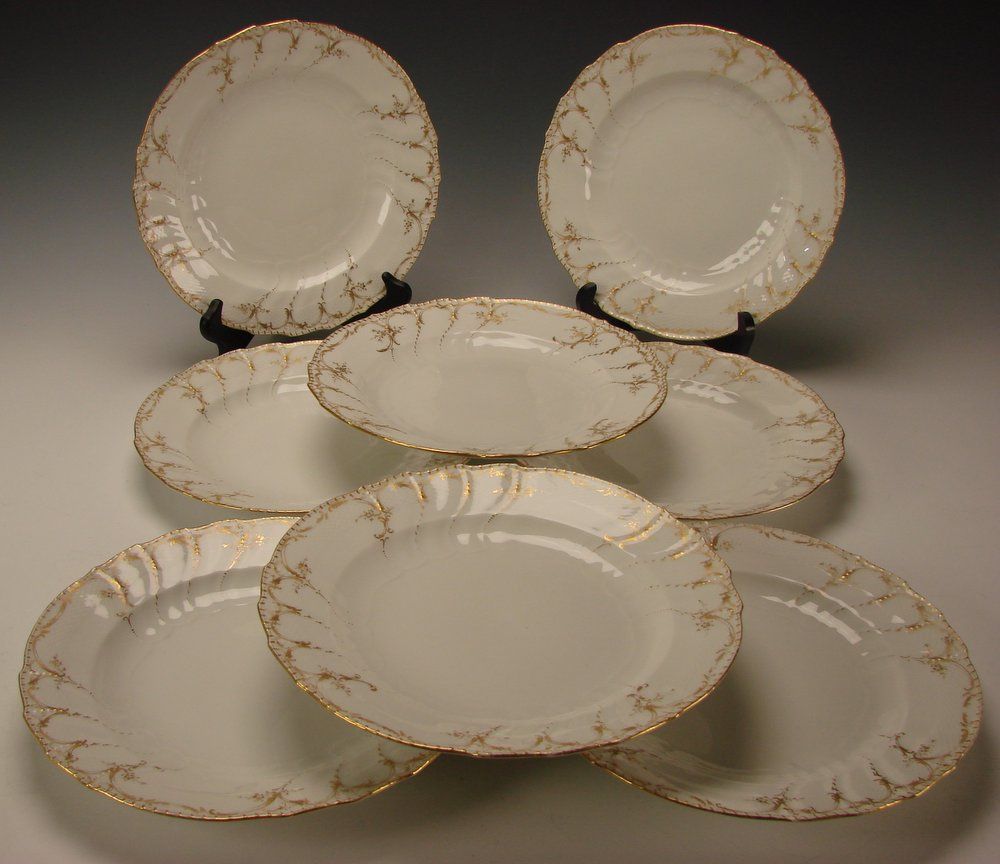 Art Nouveau KPM Berlin Porcelain Hand Painted Gilt Plates Set of 8 Art Nouveau KPM Berlin Porcelain Hand Painted Gilt Plates Set of 8