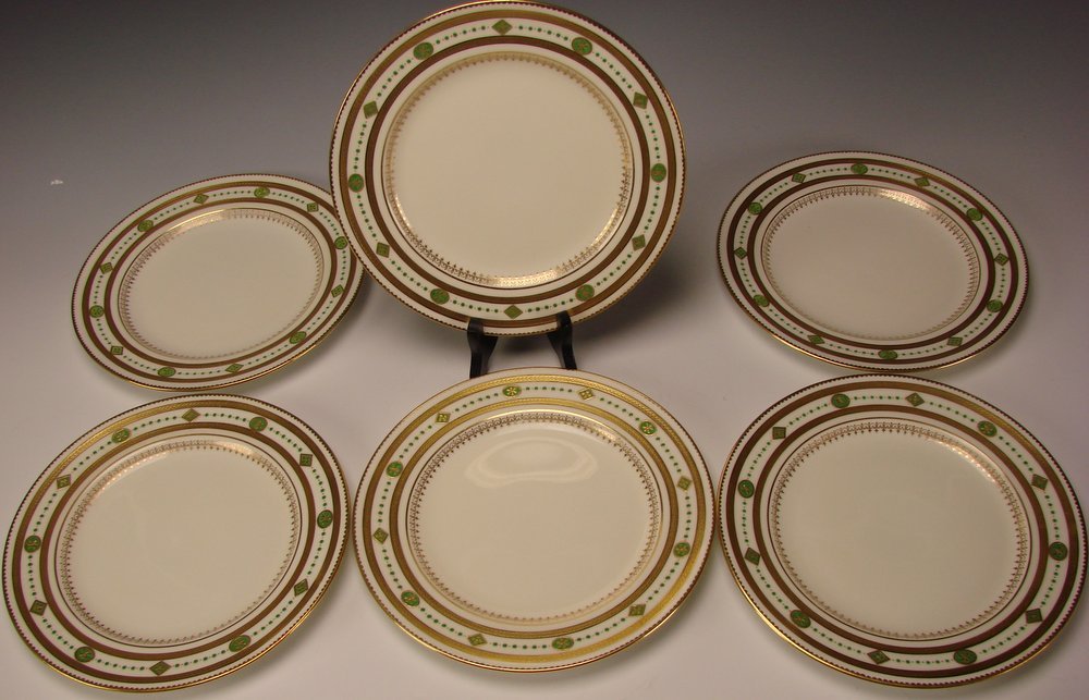 Antique Minton English China Porcelain 6 Elegant Dessert Lunch Plates c1900 Antique Minton English China Porcelain 6 Elegant Dessert Lunch Plates c1900