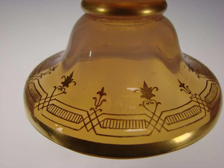 Antique Moser Peach Opalescent Glass Vase with Enamel Cherub Decorations Antique Moser Peach Opalescent Glass Vase with Enamel Cherub Decorations