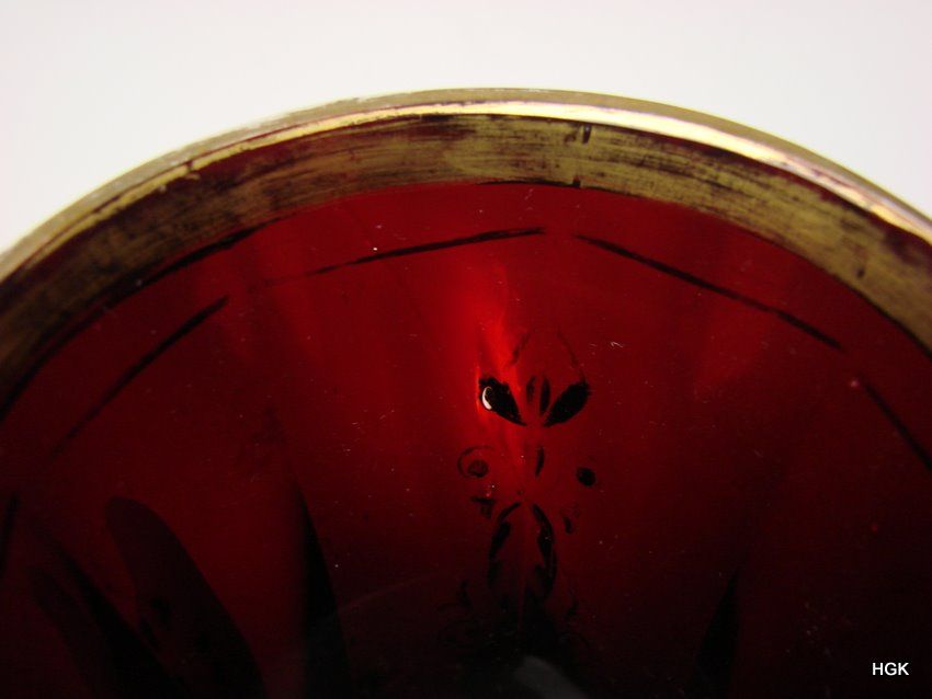 Antique Antique Bohemian Deep Ruby Red Cut Faceted Enamel Glass Vase c1840 Antique Antique Bohemian Deep Ruby Red Cut Faceted Enamel Glass Vase c1840