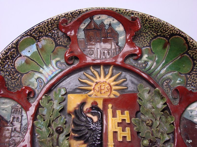 Armorial Voltaire French Swiss Pottery Charger Plaque Armorial Voltaire French Swiss Pottery Charger Plaque