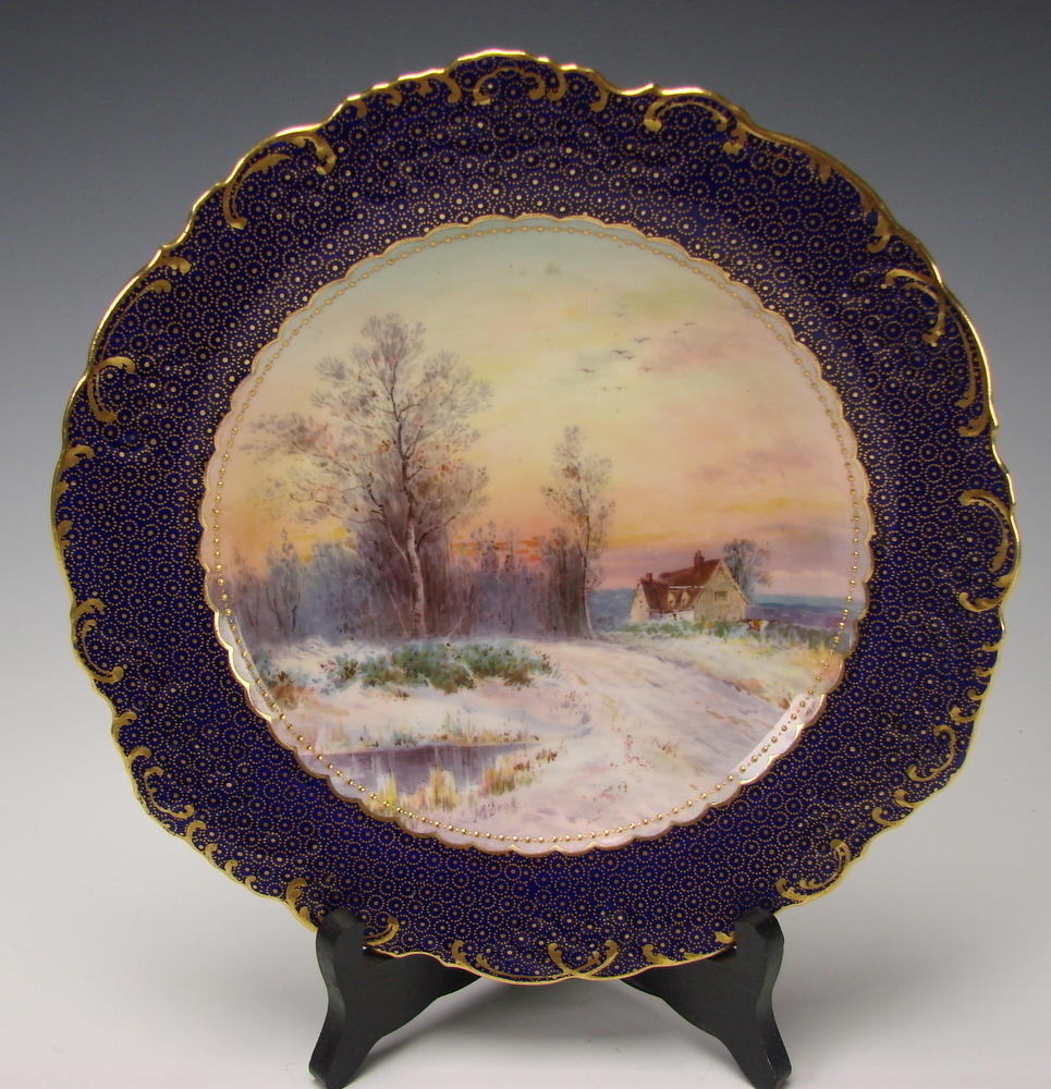 Antique Minton China Signed J Dean Scenic Landscape Portrait Plate Antique Minton China Signed J Dean Scenic Landscape Portrait Plate
