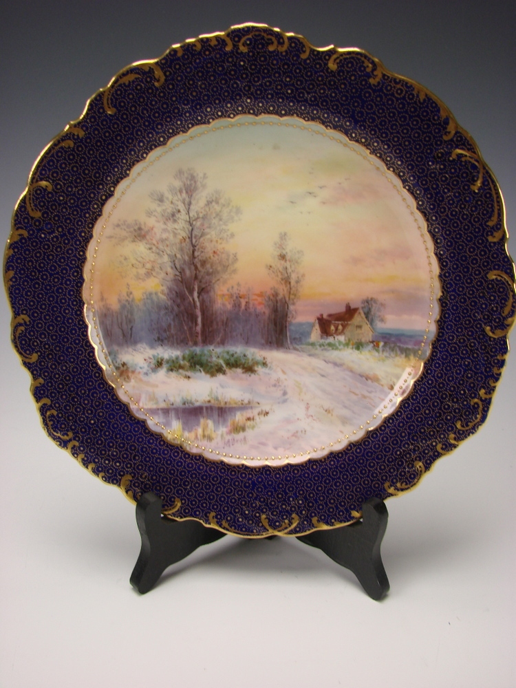 Antique Minton China Signed J Dean Scenic Landscape Portrait Plate Antique Minton China Signed J Dean Scenic Landscape Portrait Plate
