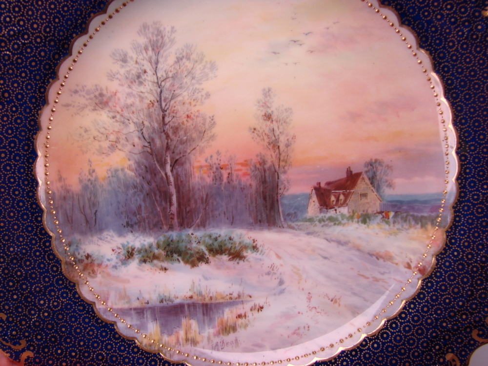 Antique Minton China Signed J Dean Scenic Landscape Portrait Plate Antique Minton China Signed J Dean Scenic Landscape Portrait Plate