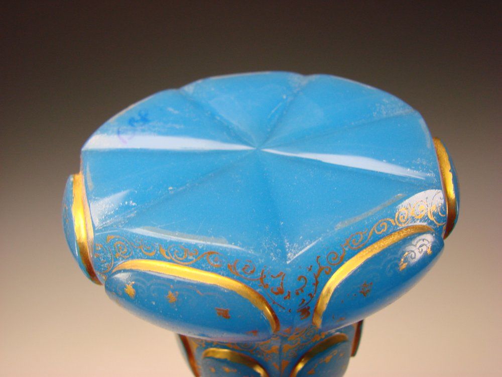 Antique French Baccarat Gilt Blue Opaline Perfume Scent Bottle Antique French Baccarat Gilt Blue Opaline Perfume Scent Bottle