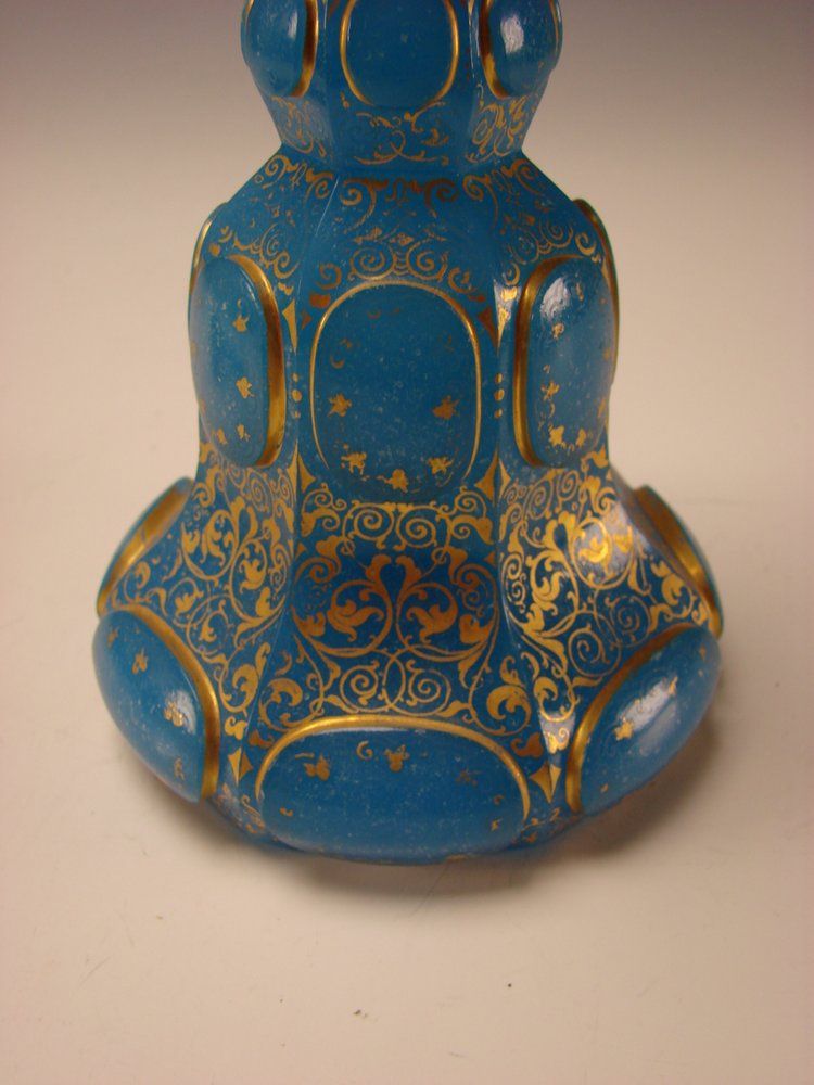 Antique French Baccarat Gilt Blue Opaline Perfume Scent Bottle Antique French Baccarat Gilt Blue Opaline Perfume Scent Bottle
