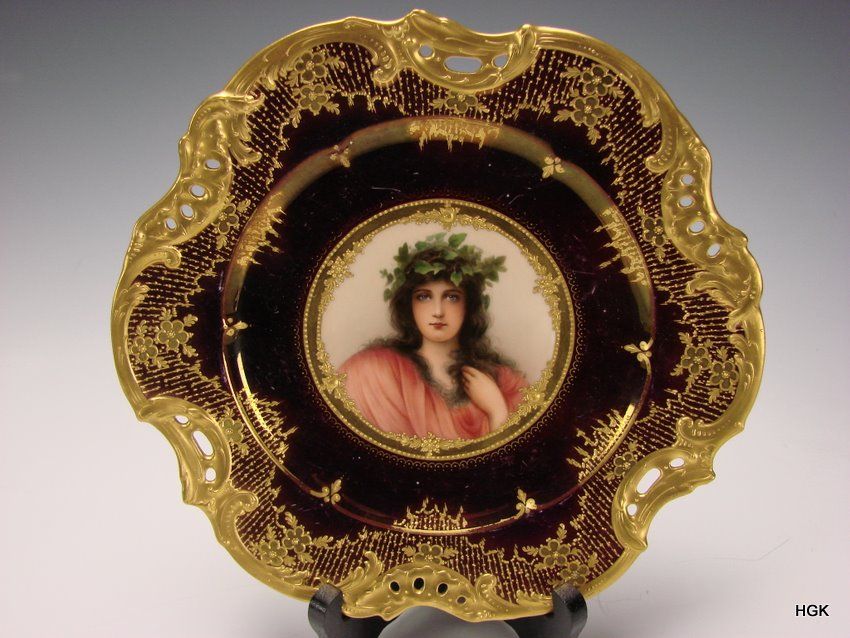 Antique Royal Vienna Iridescent Luster Hand Painted Portrait Plate Antique Royal Vienna Iridescent Luster Hand Painted Portrait Plate