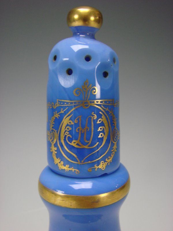 Rare Antique Bohemian Blue Agate Glass Rose Sprinkler 18c Rare Antique Bohemian Blue Agate Glass Rose Sprinkler 18c