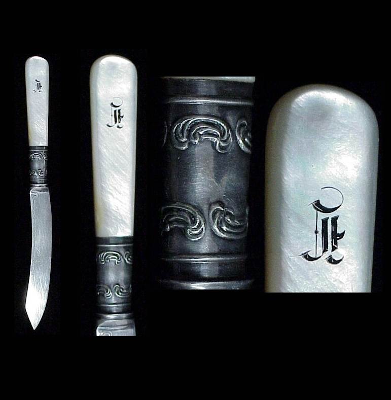 Set of Six (6) Very Fancy Mother Of Pearl Handled Fruit Knives Set of Six (6) Very Fancy Mother Of Pearl Handled Fruit Knives