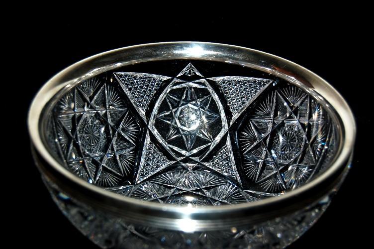 1890's - 1900's Brilliant Period Cut Glass Bowl with Sterling Rim 1890's - 1900's Brilliant Period Cut Glass Bowl with Sterling Rim