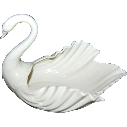 Very Large Cream Lenox Swan Nut or Candy Dish w/ Older Green Mark Very Large Cream Lenox Swan Nut or Candy Dish w/ Older Green Mark