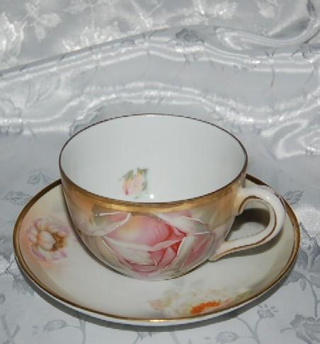 E S Germany Floral w/ Roses Cup & Saucer E S Germany Floral w/ Roses Cup & Saucer