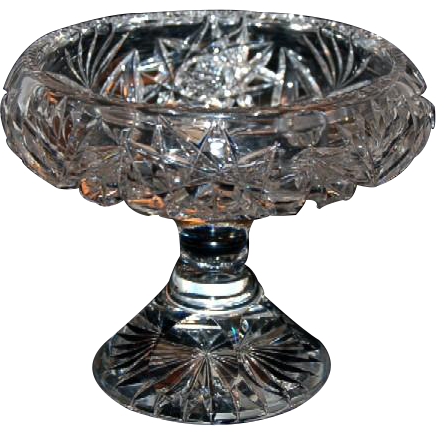 1890's Heavy Brilliant Period Cut Glass Compote 1890's Heavy Brilliant Period Cut Glass Compote