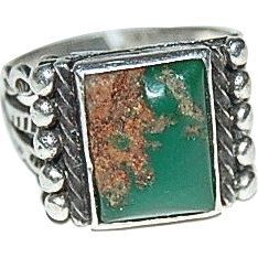 Silver & Natural Green Turquoise Stone Native American Ring Silver & Natural Green Turquoise Stone Native American Ring