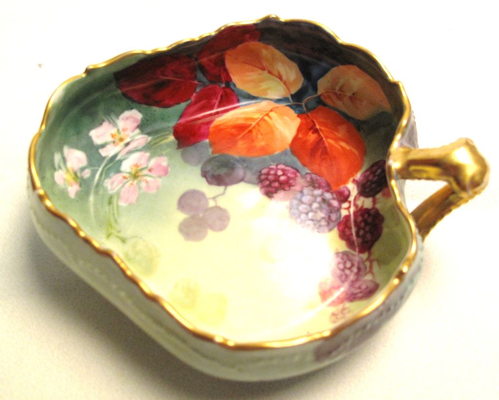 1890's 1900's Hand Painted Limoges Candy Dish with Berries
