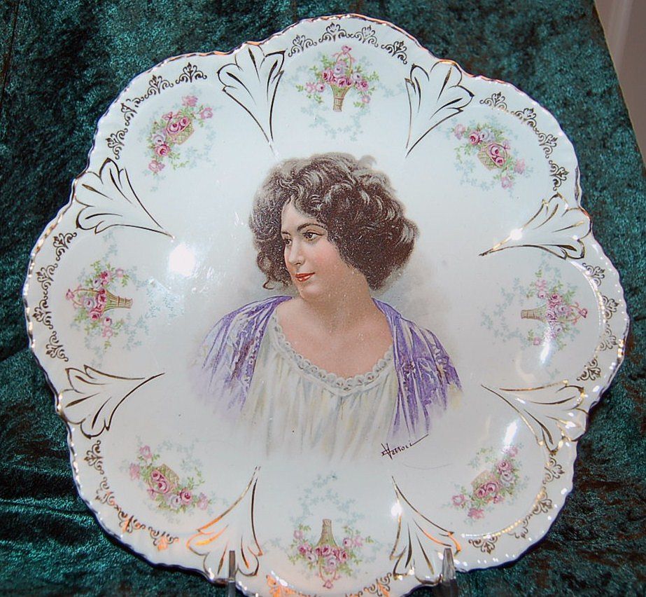 10 5/8" Empire China Austrian Portrait Plate circa 1890's 10 5/8" Empire China Austrian Portrait Plate circa 1890's