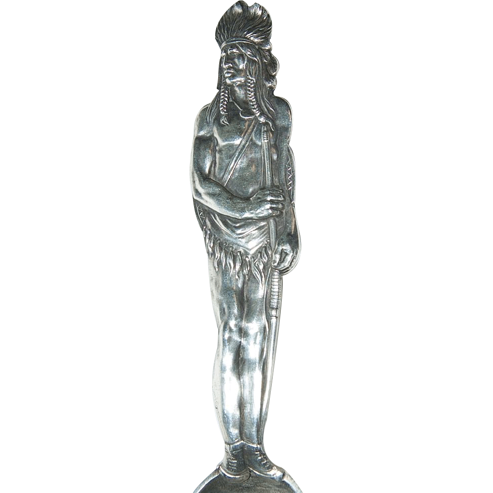 Sterling Silver Figural 3D Indian Souvenir Spoon "Oregon, ILL." Sterling Silver Figural 3D Indian Souvenir Spoon "Oregon, ILL."