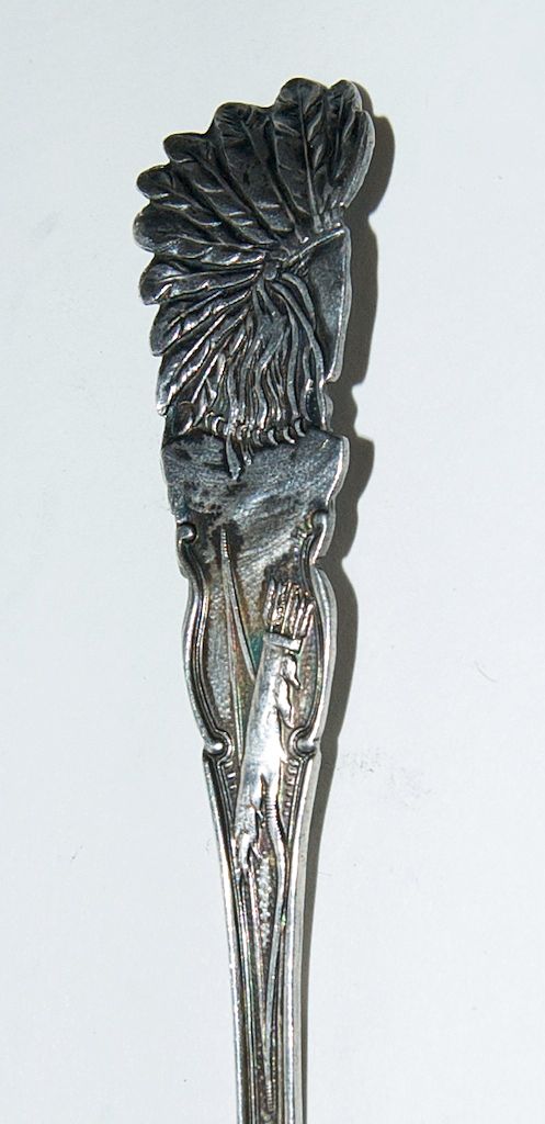 Sterling Souvenir Spoon "Croswell Mich Indian Chief " Sterling Souvenir Spoon "Croswell Mich Indian Chief "