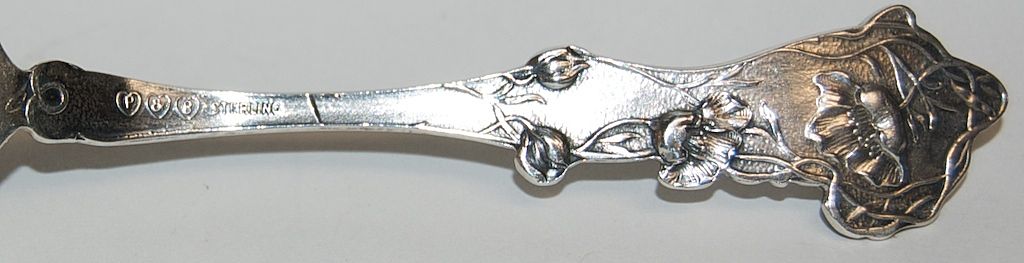 Heavy Sterling Floral Paye & Baker Spoon from " Langford S.D." with Poppy Handle Heavy Sterling Floral Paye & Baker Spoon from " Langford S.D." with Poppy Handle