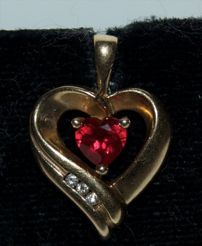 10K Gold w/Stones Heart Drop 10K Gold w/Stones Heart Drop