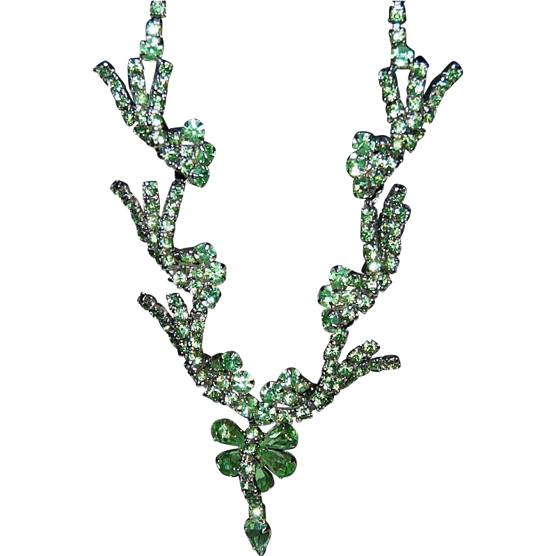 Very Classy & Unusual Green Rhinestone Necklace Very Classy & Unusual Green Rhinestone Necklace