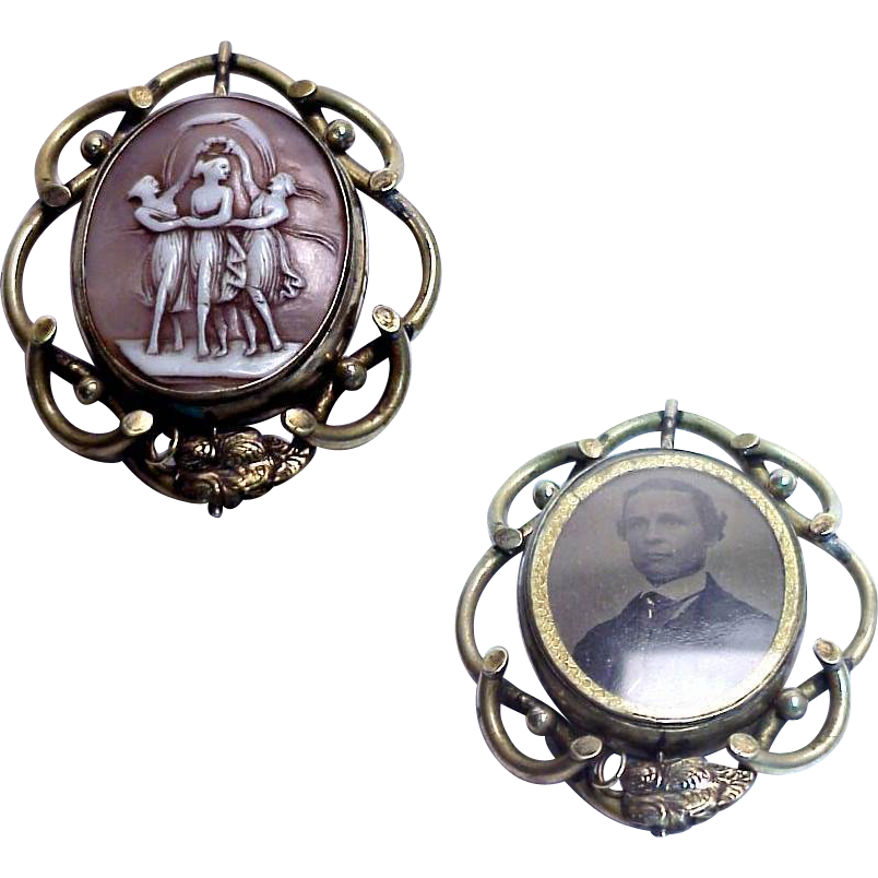 Rare 1880's -1890's Victorian Photo/Cameo Swiveling Brooch/Pin Rare 1880's -1890's Victorian Photo/Cameo Swiveling Brooch/Pin