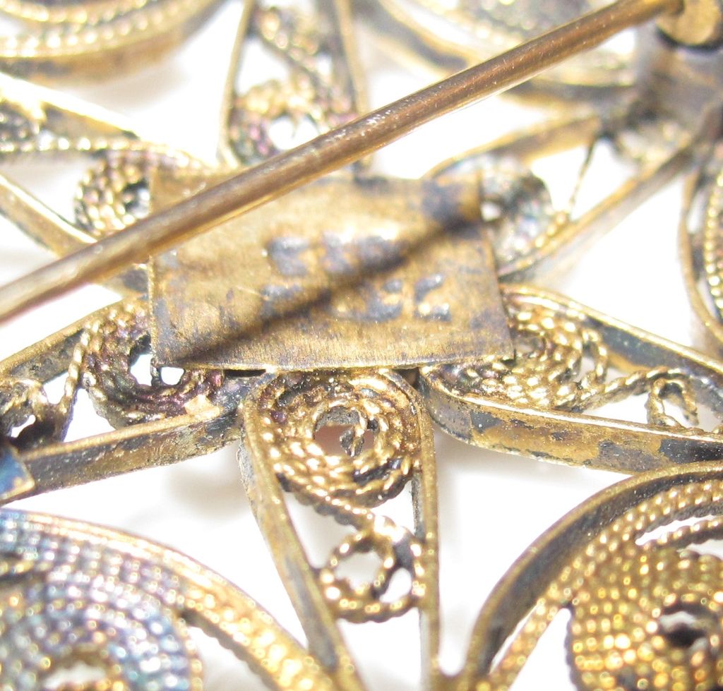 Bezalel Israel Gilded Silver Palestine Filigree Pin / Pendant Bezalel Israel Gilded Silver Palestine Filigree Pin / Pendant