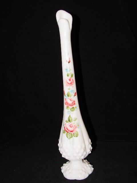 Hobnail Milkglass Fenton Budvase - Painted by Louise Piper Hobnail Milkglass Fenton Budvase - Painted by Louise Piper