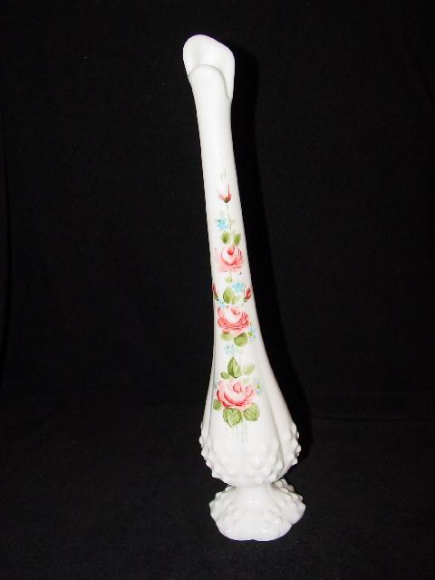 Hobnail Milkglass Fenton Budvase - Painted by Louise Piper Hobnail Milkglass Fenton Budvase - Painted by Louise Piper