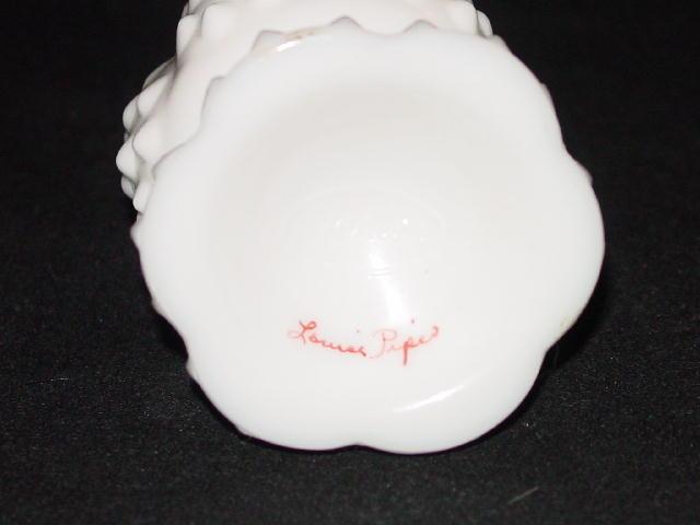 Hobnail Milkglass Fenton Budvase - Painted by Louise Piper Hobnail Milkglass Fenton Budvase - Painted by Louise Piper