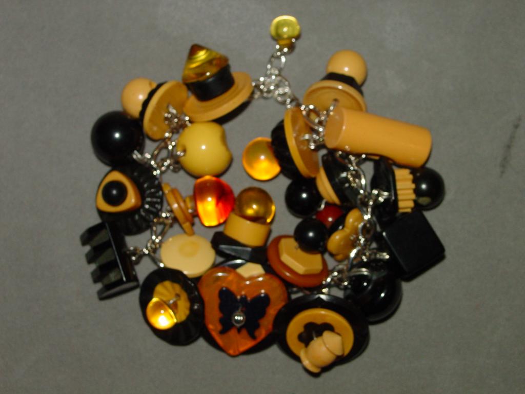 Vintage Bakelite Button Charm Bracelet - Made Recently Vintage Bakelite Button Charm Bracelet - Made Recently