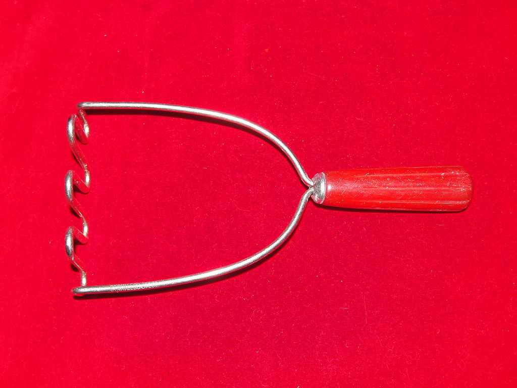 Red Bakelite Handled Potato Masher Red Bakelite Handled Potato Masher