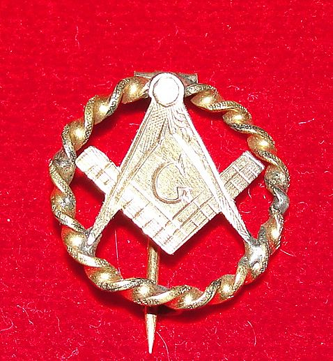 Early Gold Plated Masonic Pin - C Clasp Early Gold Plated Masonic Pin - C Clasp