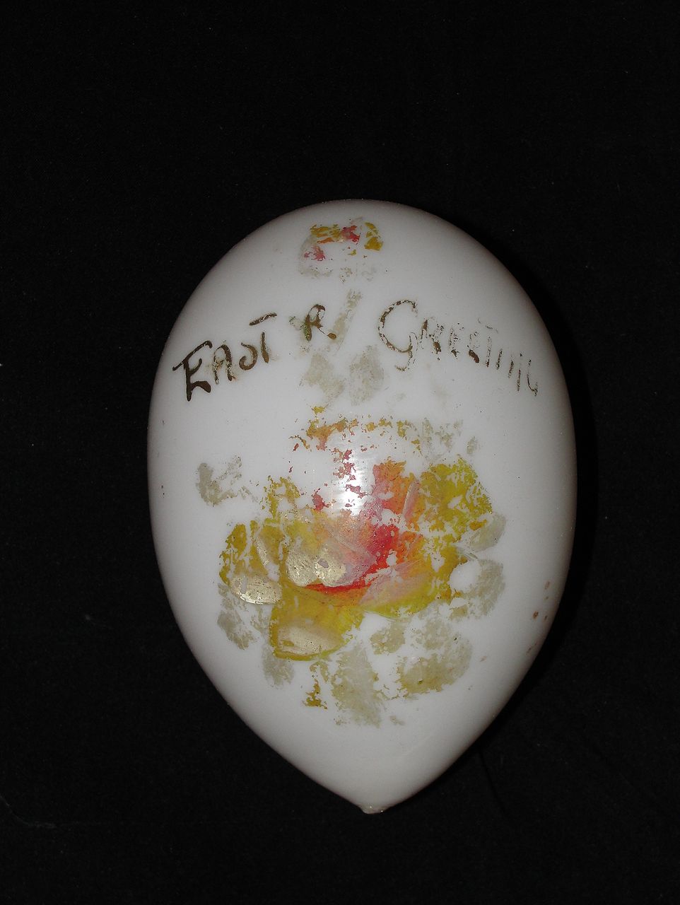Hand Decorated White Victorian Glass Easter Egg Hand Decorated White Victorian Glass Easter Egg
