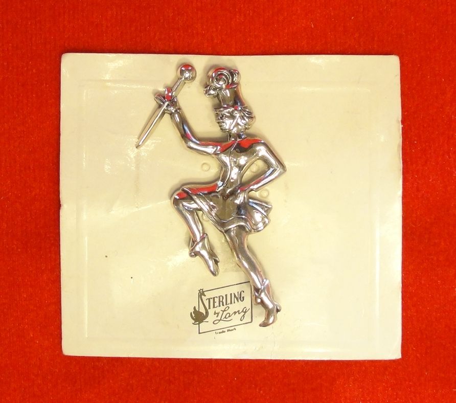 New Old Stock Lang Sterling Majorette Pin on Original Card New Old Stock Lang Sterling Majorette Pin on Original Card