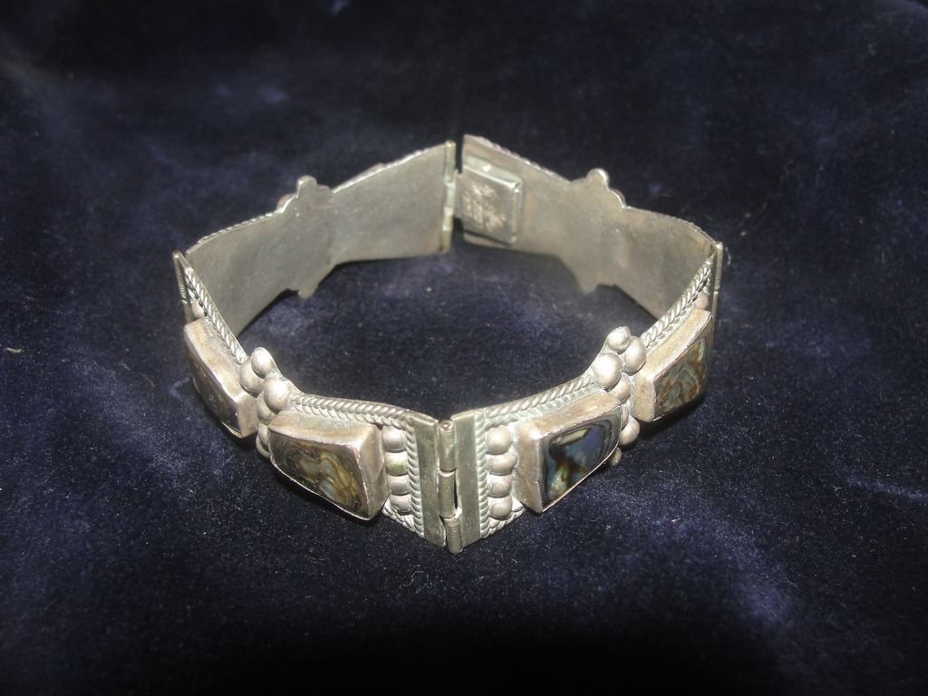 Bow-ties and Beads Mexican Silver and Abalone Bracelet - Free Shipping Bow-ties and Beads Mexican Silver and Abalone Bracelet - Free Shipping