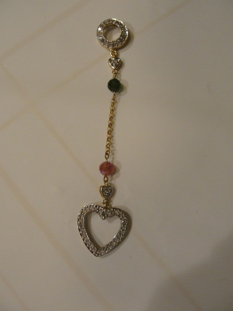 Straight to the Heart Green and Pink Tourmaline 10k Yellow Gold Pendant Straight to the Heart Green and Pink Tourmaline 10k Yellow Gold Pendant