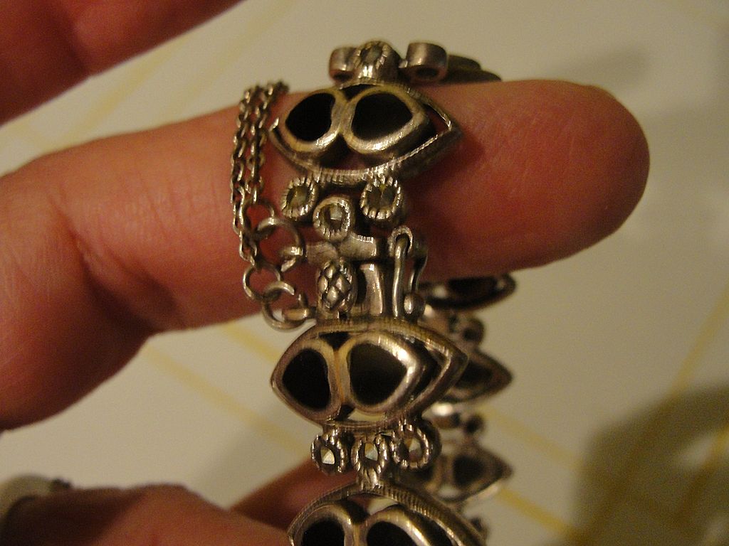 Hearts have It Silver Onyx and Marcasite Bracelet - Free shipping Hearts have It Silver Onyx and Marcasite Bracelet - Free shipping
