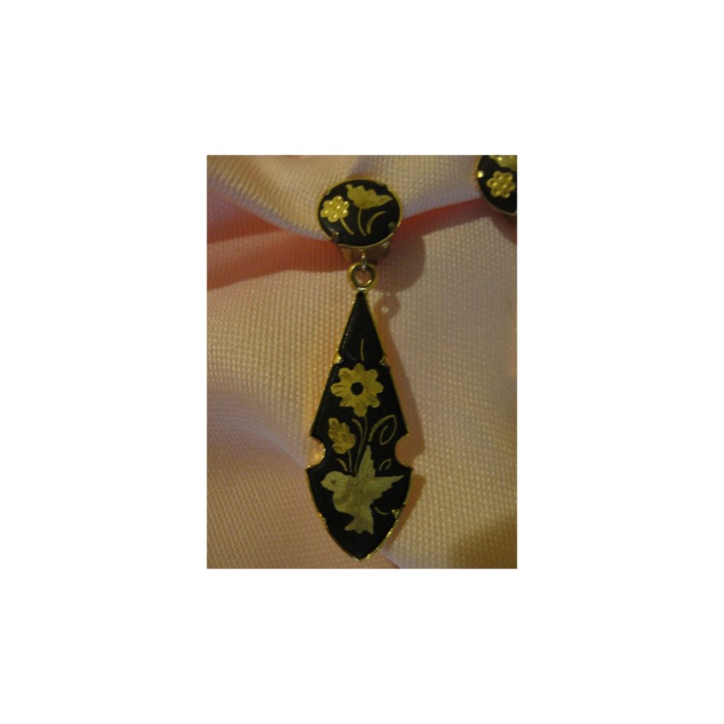 Damascene Dangle Clip-on Earrings - Free shipping Damascene Dangle Clip-on Earrings - Free shipping