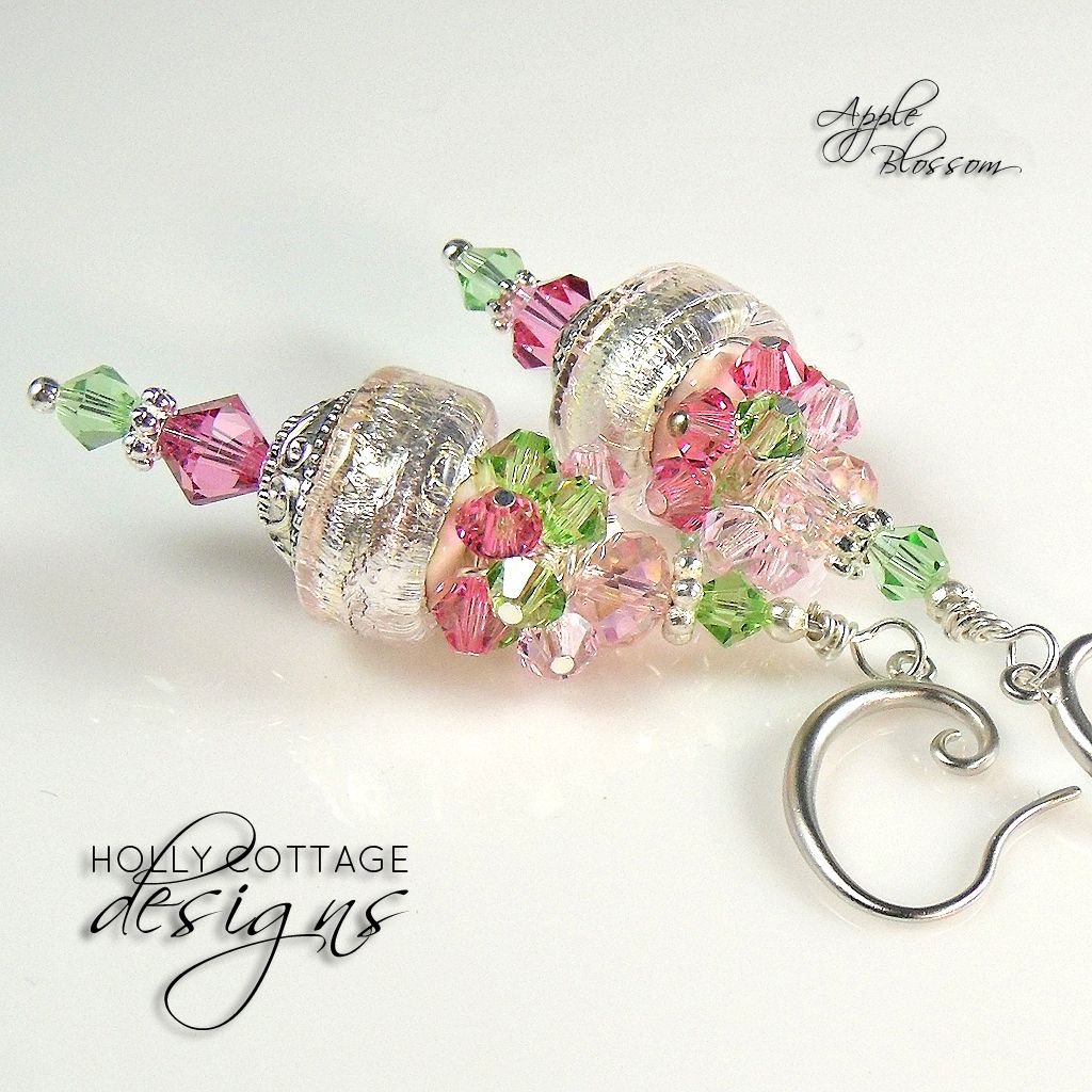 Artisan crafted lampwork and crystal earrings Artisan crafted lampwork and crystal earrings