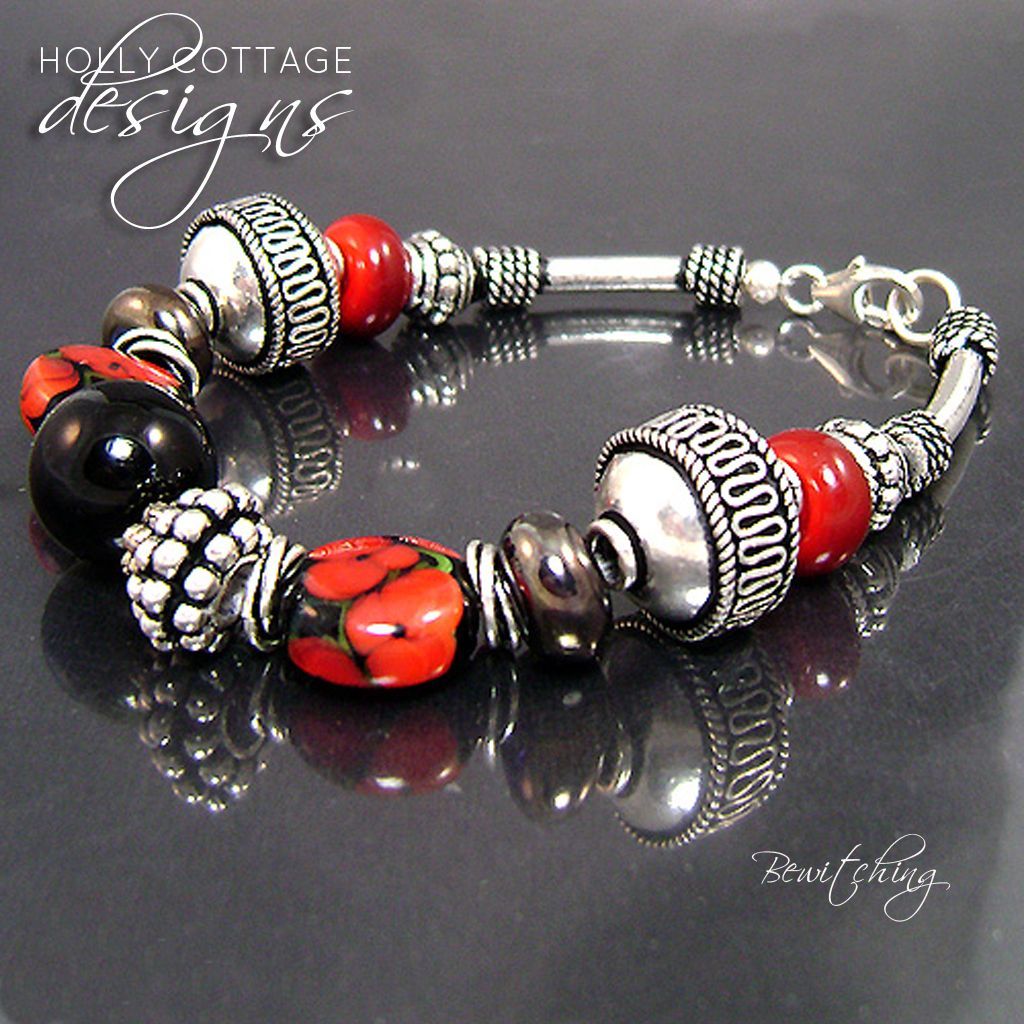 Artisan crafted lampwork and silver plated bracelet Artisan crafted lampwork and silver plated bracelet